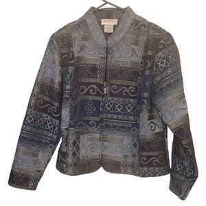 Vintage Womens Brocade Jacket Size 14 Patchwork Pattern Timeless Southwestern Wa